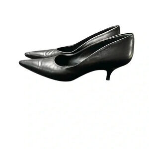 MaxMara Black Leather Kitten Heels Women's Shoes